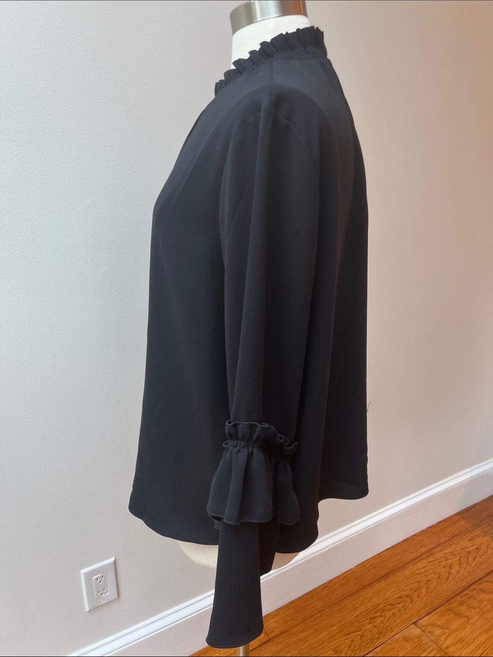 Drew Black Ruffle-Neck Keyhole Blouse - Women Tops - Picture 5 of 10